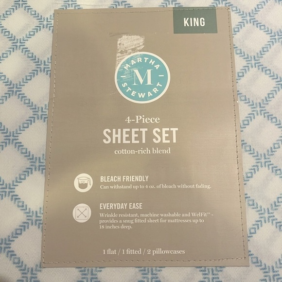 NWT Martha Stewart Bleach Master 4 piece Sheet Set Size King - Picture 5 of 9